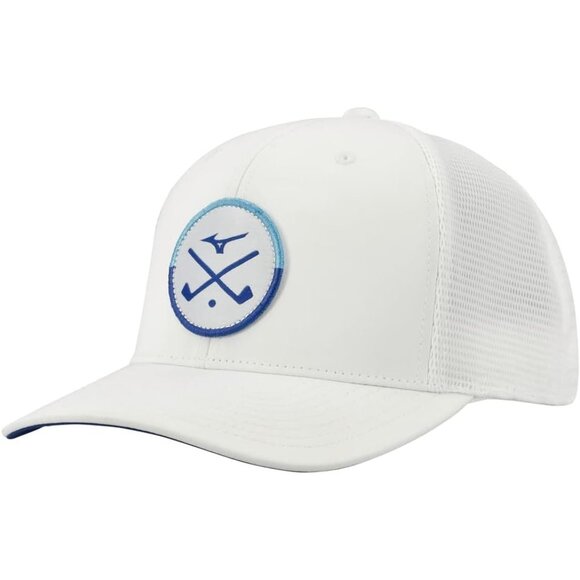 Unisex-Adult White Adjustable Cotton Crossed Clubs Mesh back Golf Hat - Picture 1 of 2